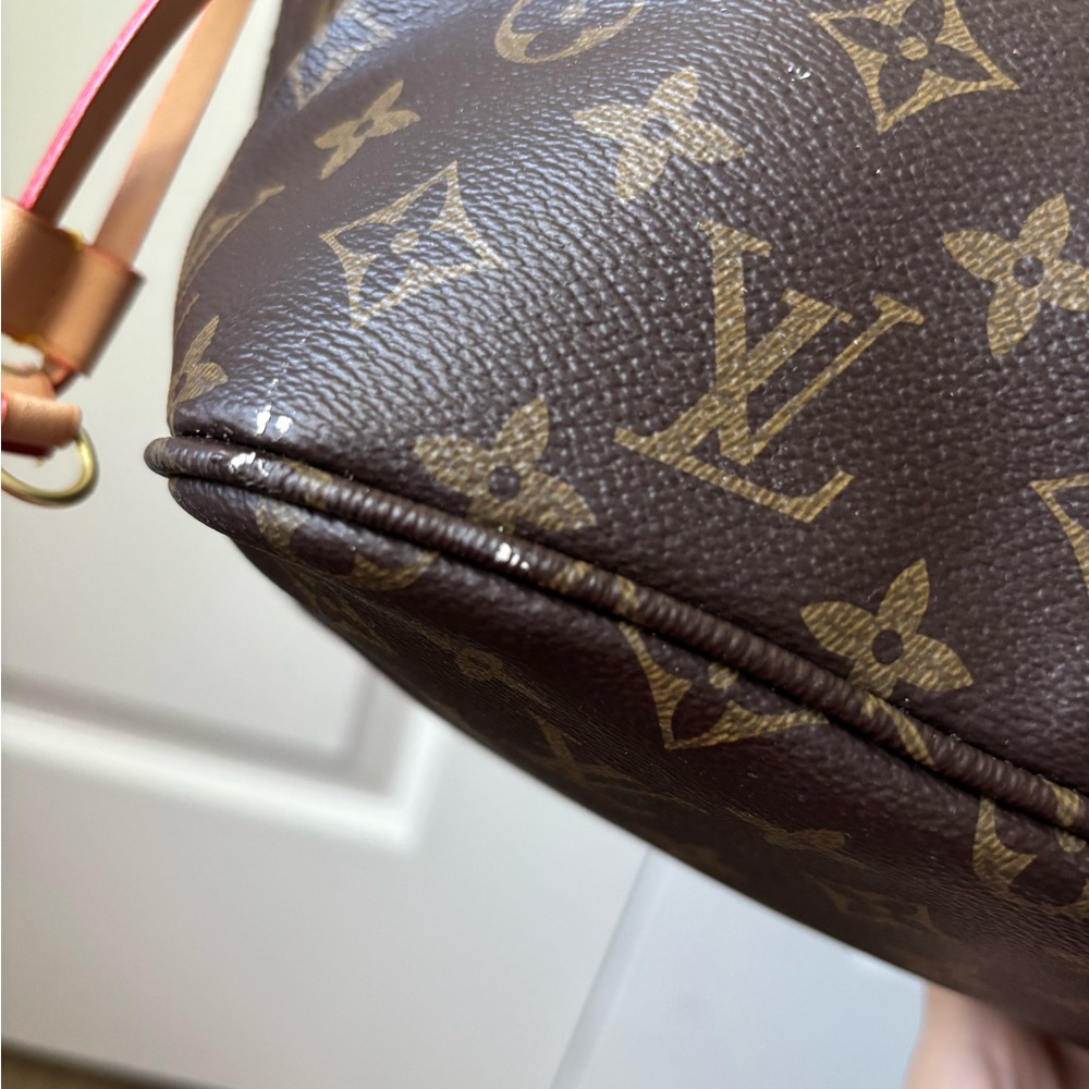 Designer Inspired brown Monogram coated canvas Tote - Brown with Tan Trim - Picture 15 of 16